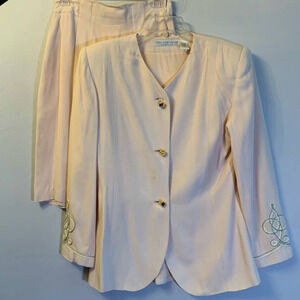 𝅺VINTAGE Paul Alexander Pink Embroidered Skirt Suit Set 6